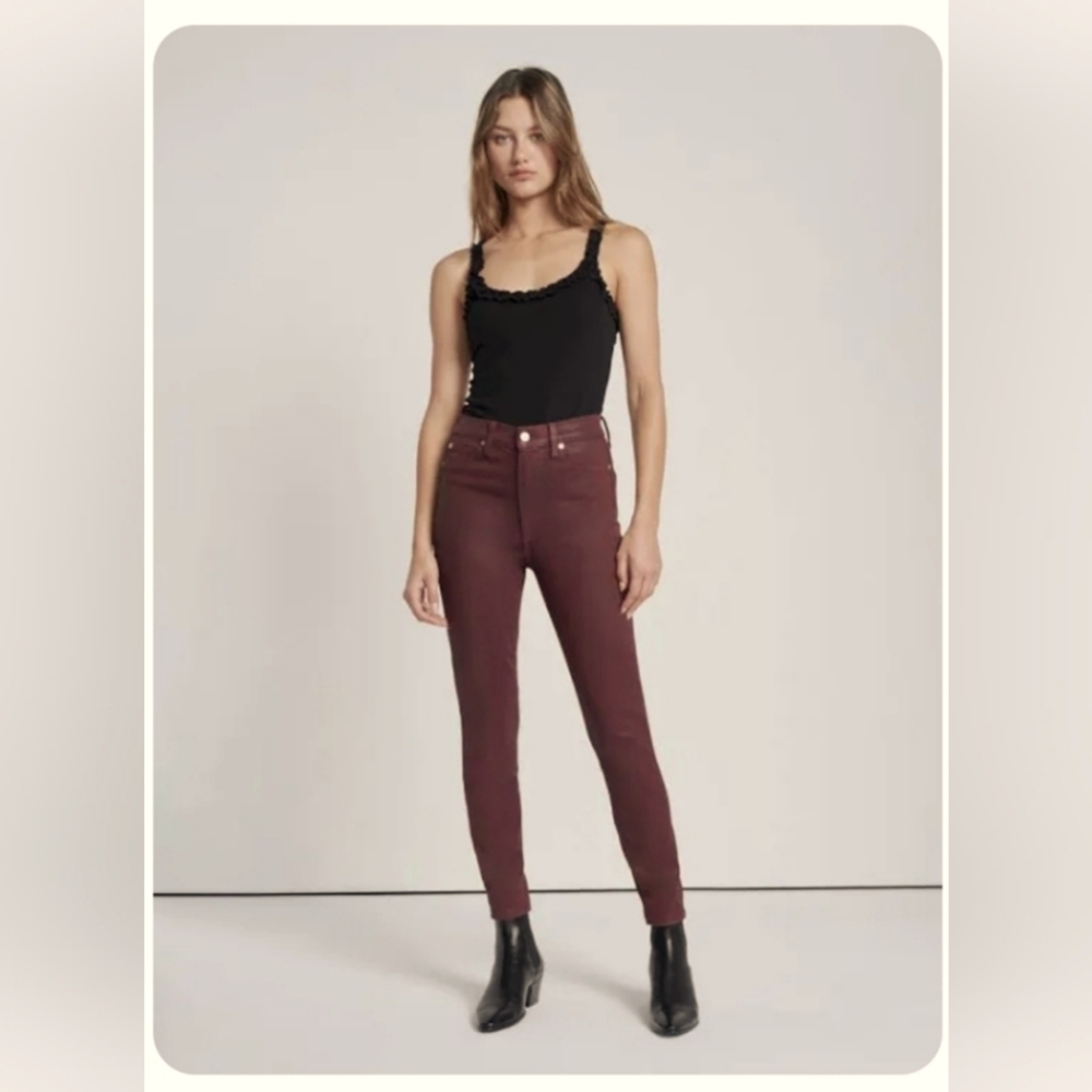 NWOT, 7 for all mankind coated ankle skinny jeans, size 26, Maroon